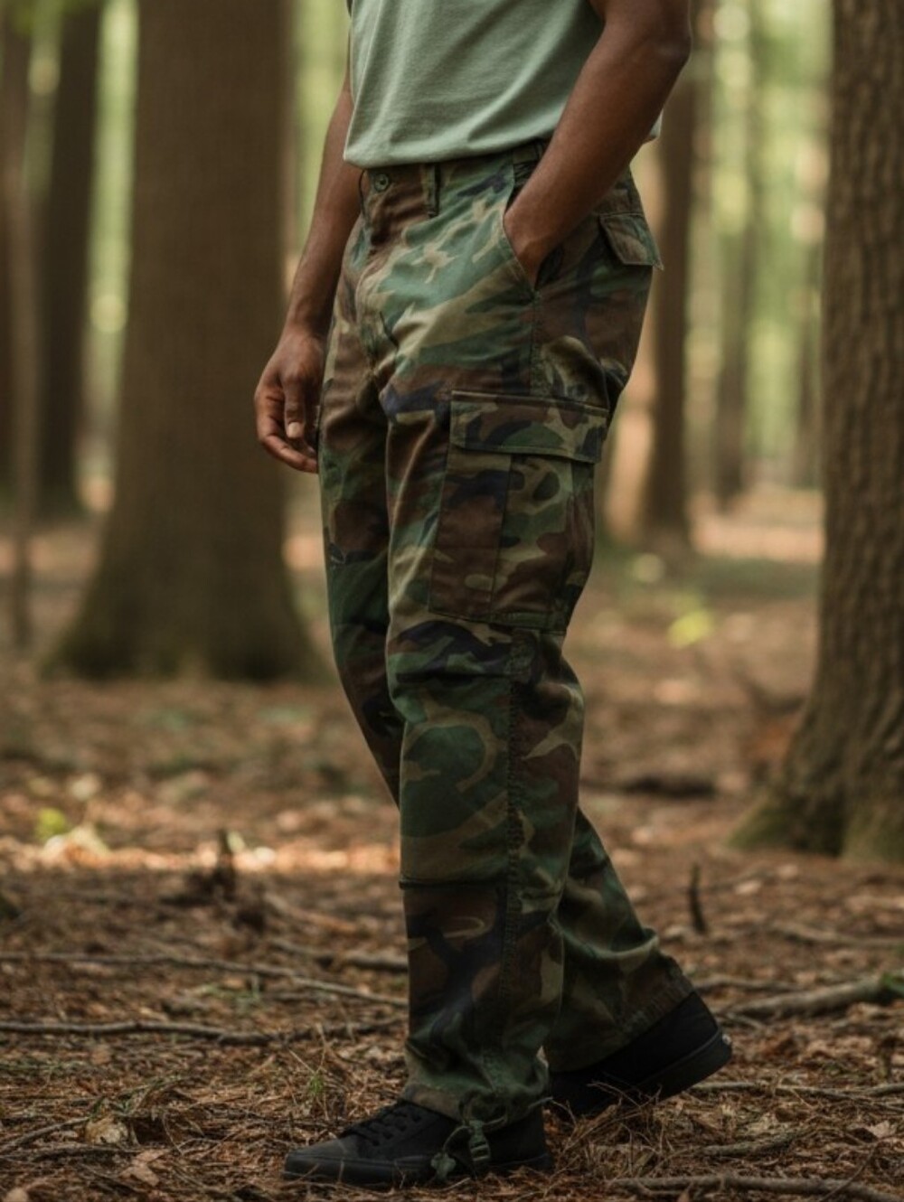 NEW! Men's Camouflage Cargo Pants - Woodland Green 1086